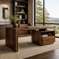 Rowan Curved Wood Office Desk - Design 022 - main view