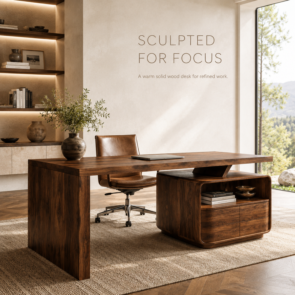 Rowan Curved Wood Office Desk - Design 022 - product image 02