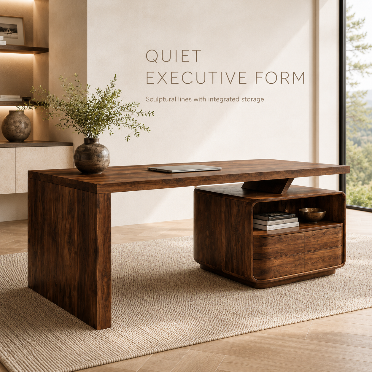 Rowan Curved Wood Office Desk - Design 022 - product image 03