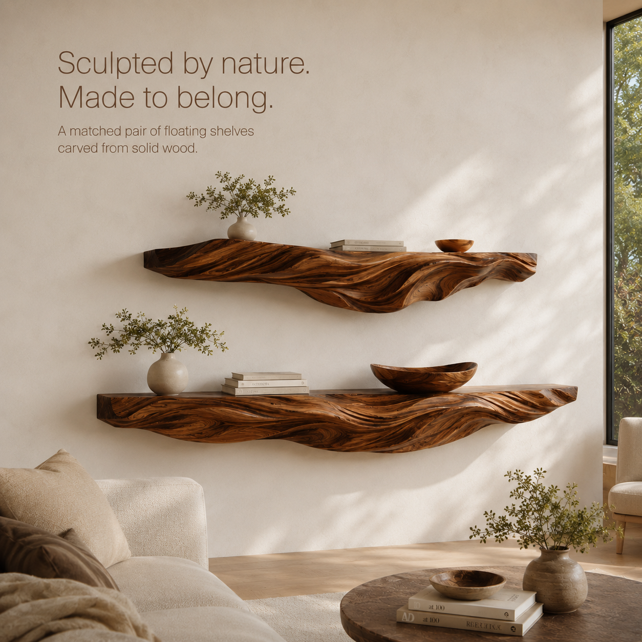 Rowan Organic Wood Wall Shelf - Design 002 - product image 02