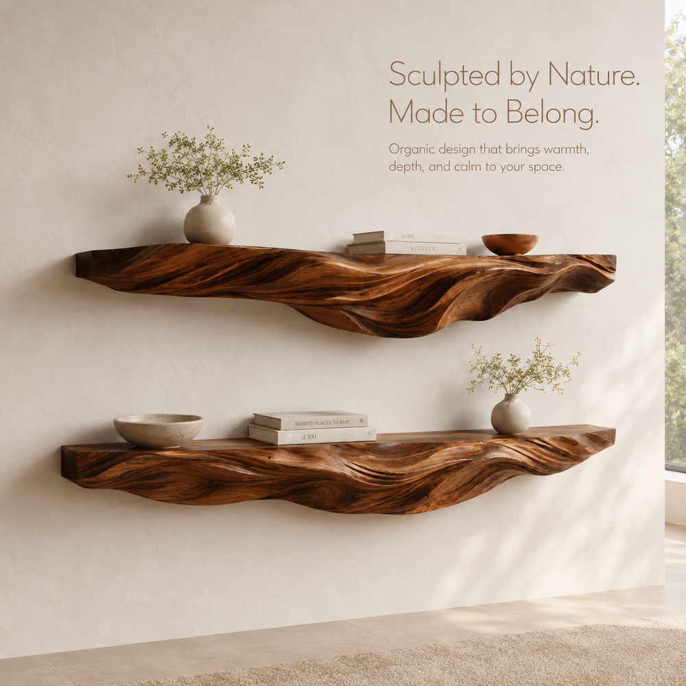 Rowan Organic Wood Wall Shelf - Design 002 - product image 04