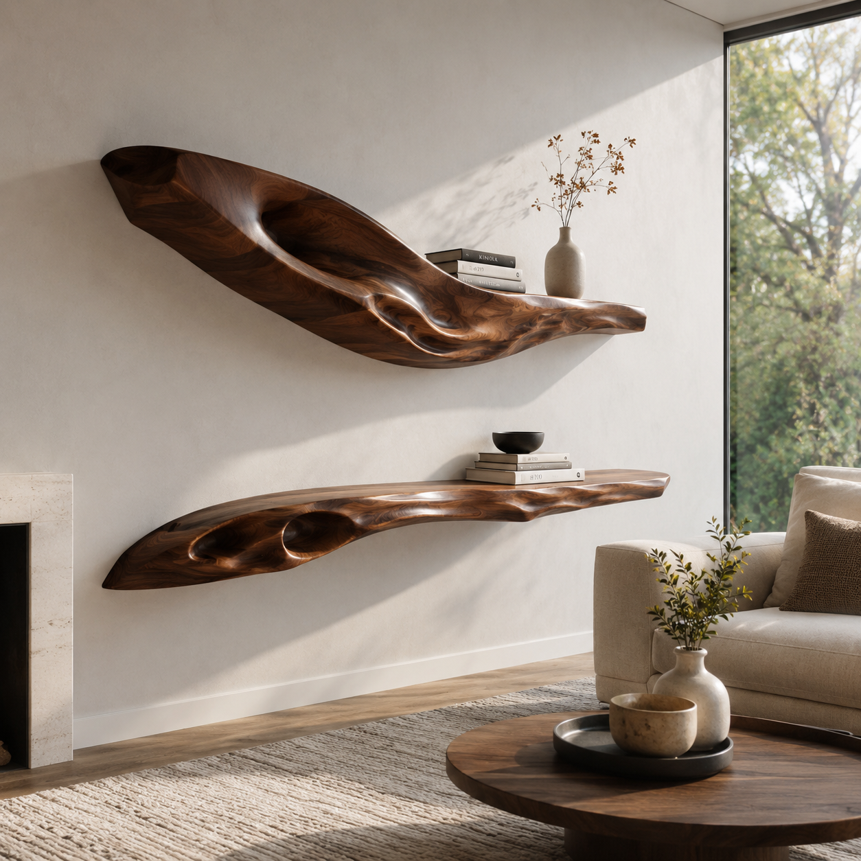 Marin Live Edge Floating Shelf - Design 003 - main view