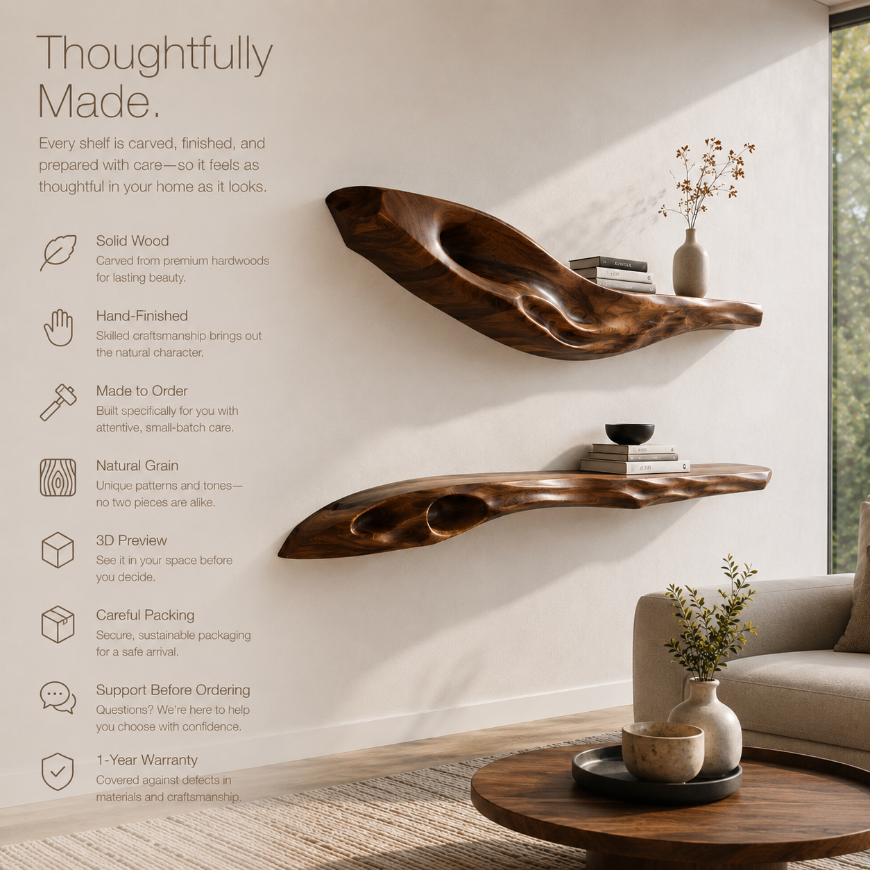 Marin Live Edge Floating Shelf - Design 003 - product image 10