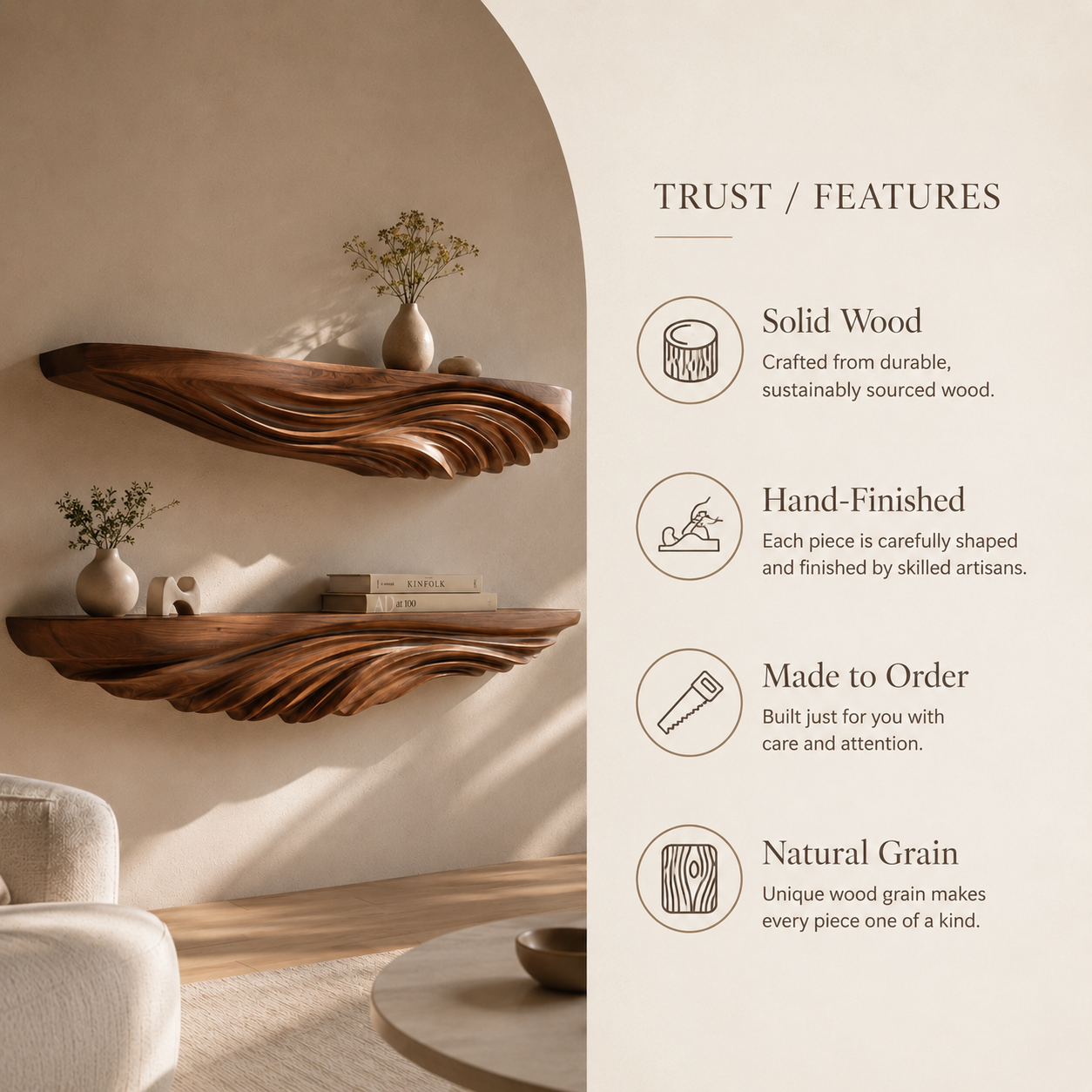 Elara Curved Floating Shelf - Design 006 - product image 10