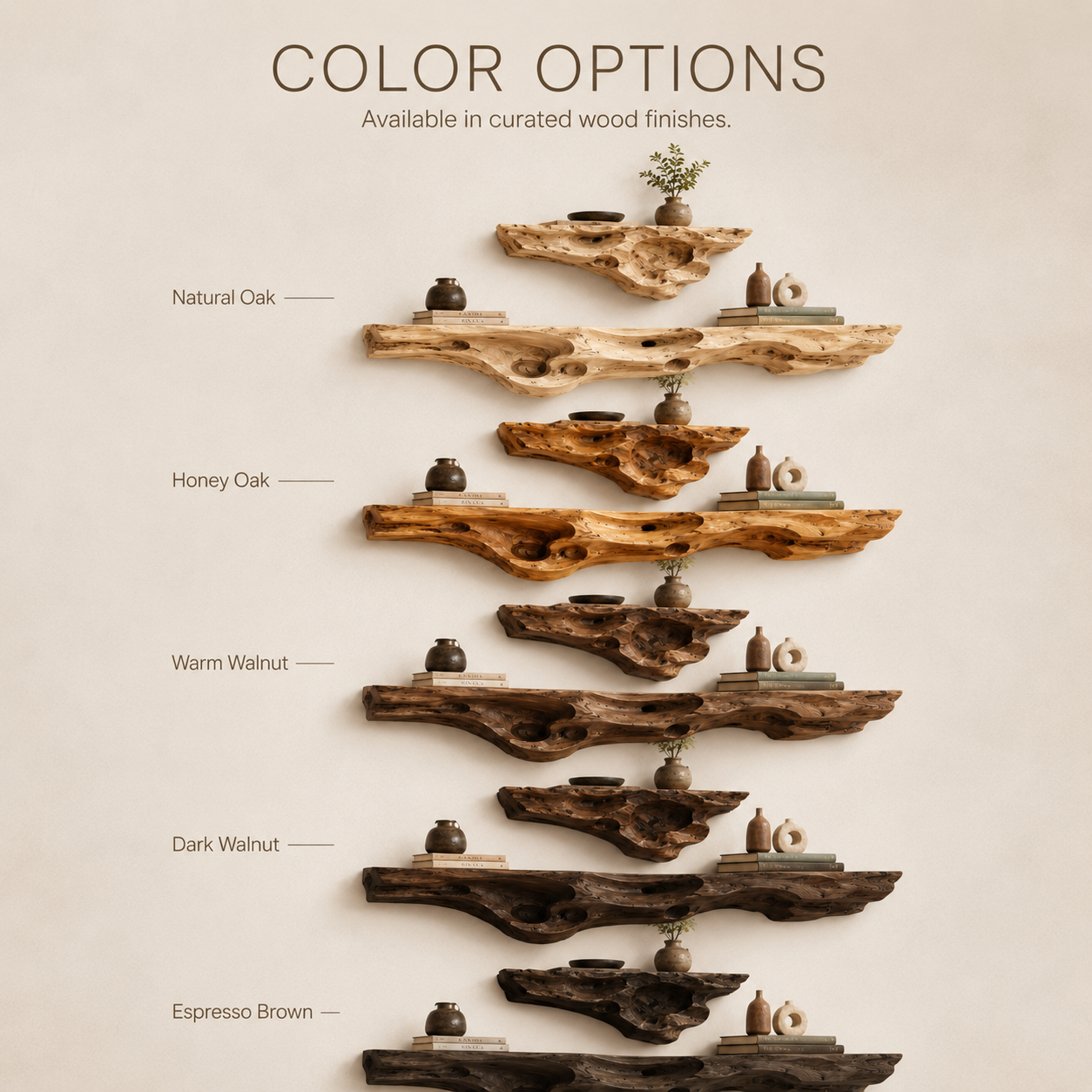 Calder Warm Wood Floating Shelf - Design 008 - product image 03
