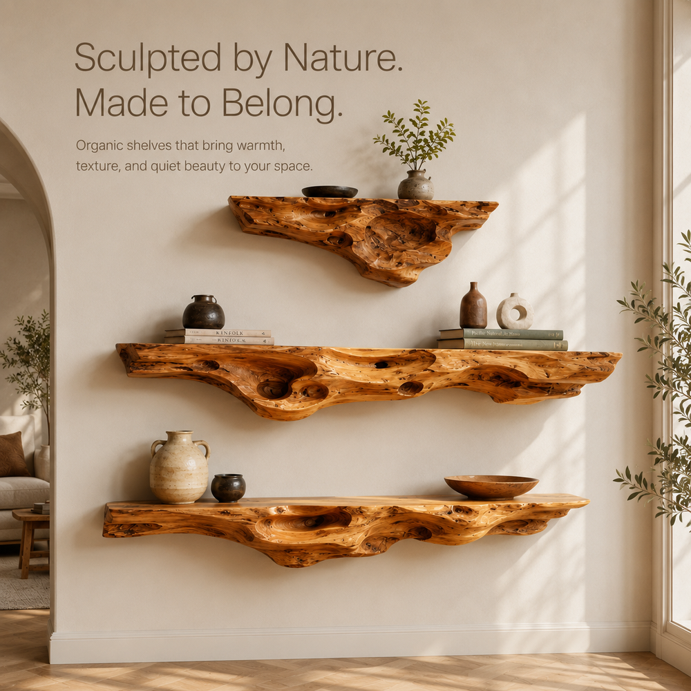 Calder Warm Wood Floating Shelf - Design 008 - product image 04