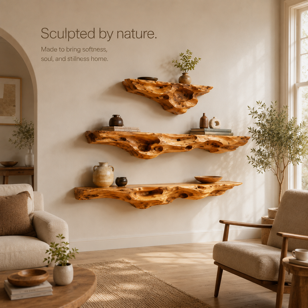 Calder Warm Wood Floating Shelf - Design 008 - product image 05