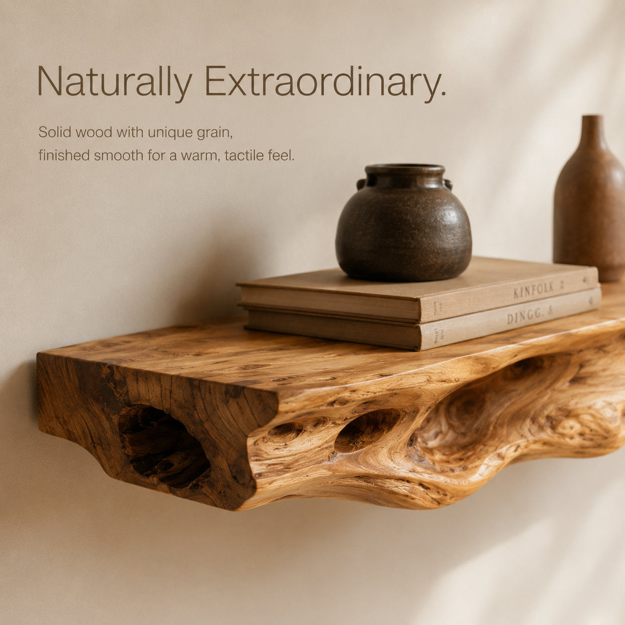 Calder Warm Wood Floating Shelf - Design 008 - product image 06