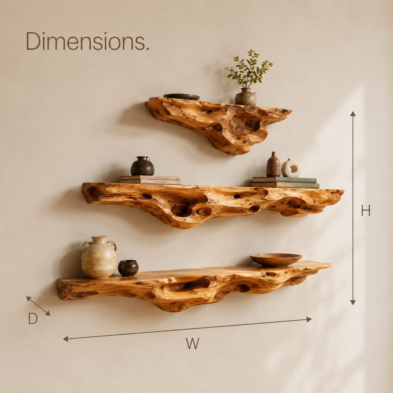 Calder Warm Wood Floating Shelf - Design 008 - product image 09