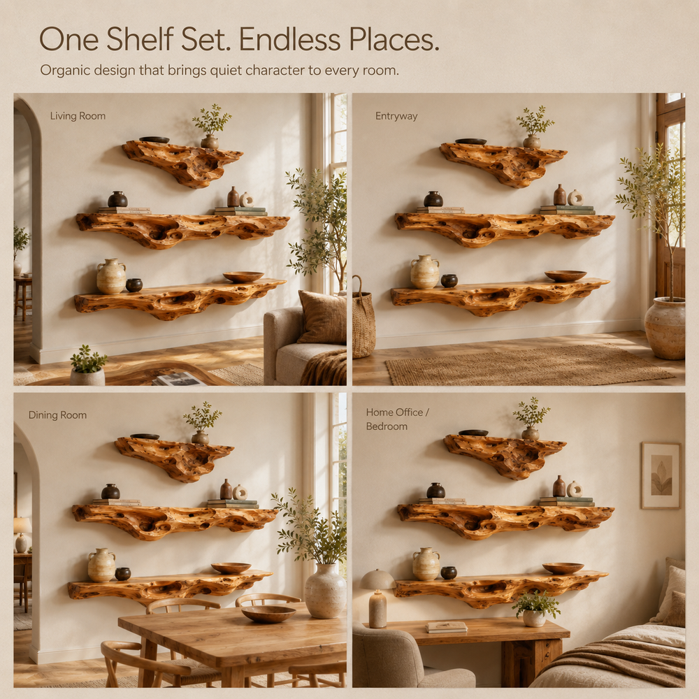 Calder Warm Wood Floating Shelf - Design 008 - product image 11