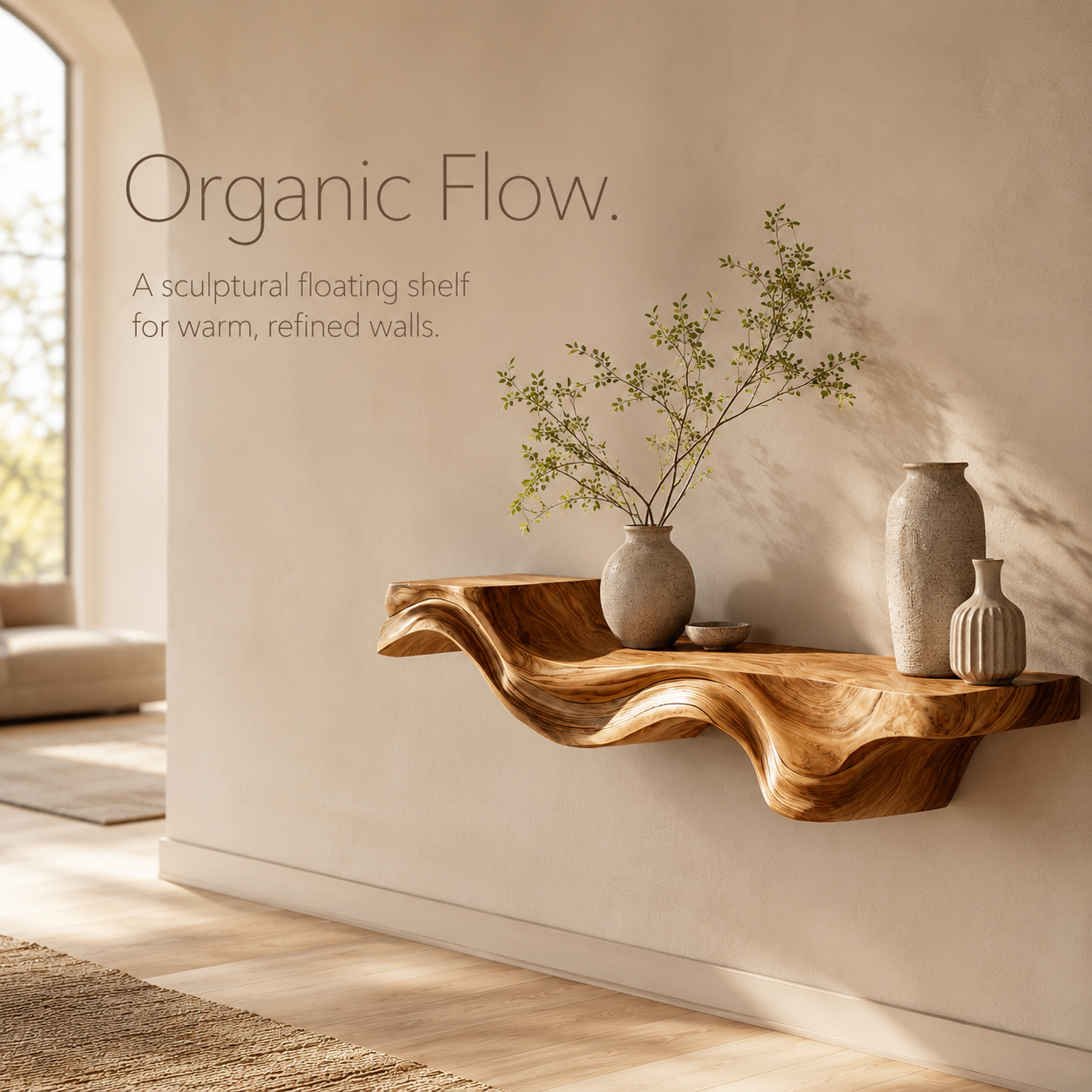 Orin Flowing Wood Floating Shelf - Design 011 - product image 02