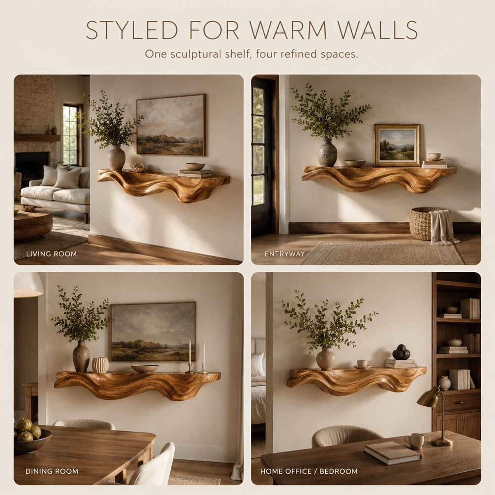 Orin Flowing Wood Floating Shelf - Design 011 - product image 11
