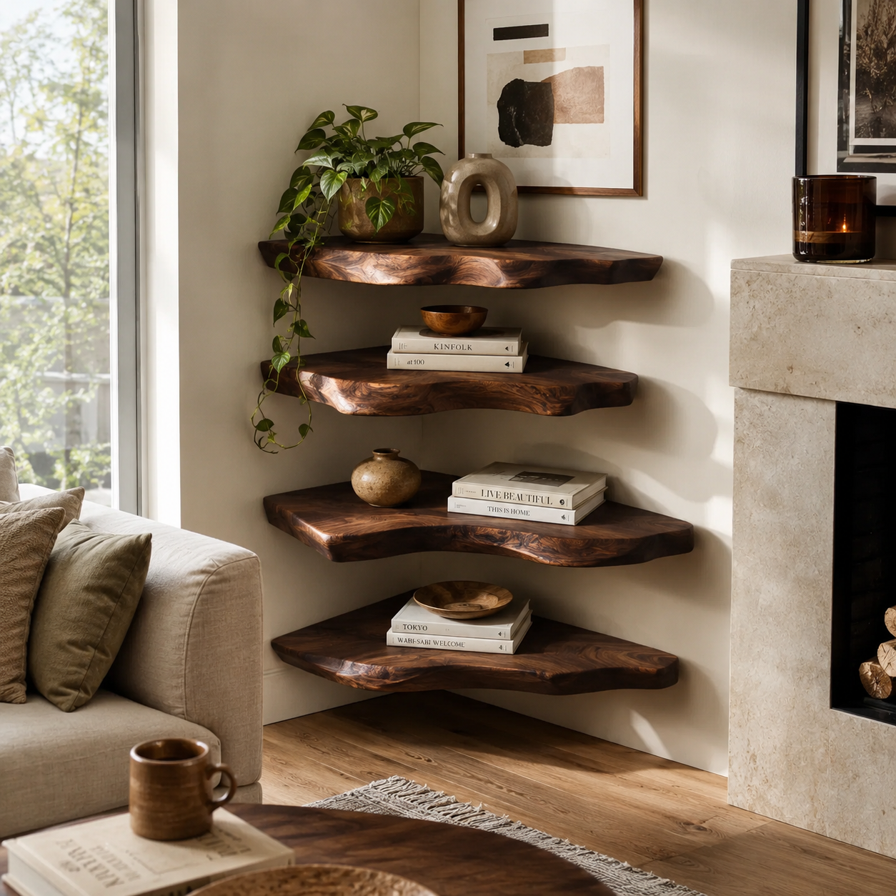 Brielle Sculpted Wood Shelf - Design 014 - main view
