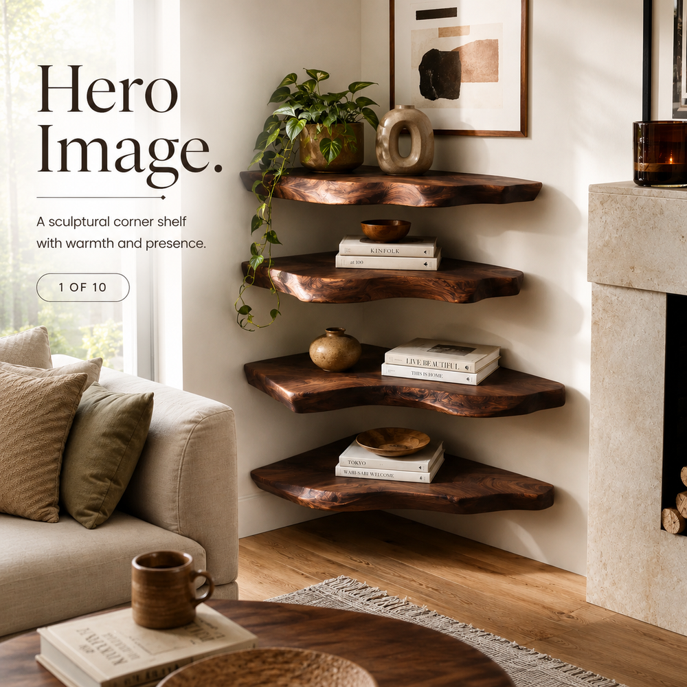 Brielle Sculpted Wood Shelf - Design 014 - product image 02