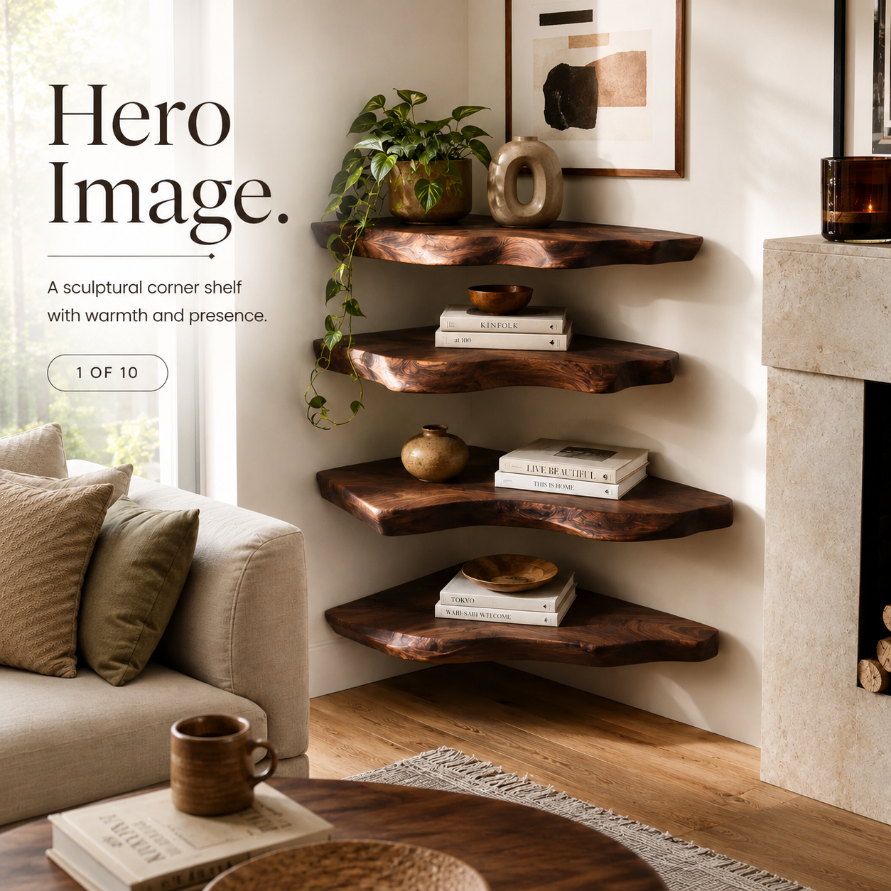 Brielle Sculpted Wood Shelf - Design 014 - product image 02