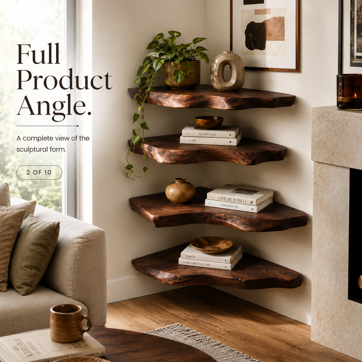 Brielle Sculpted Wood Shelf - Design 014 - product image 03