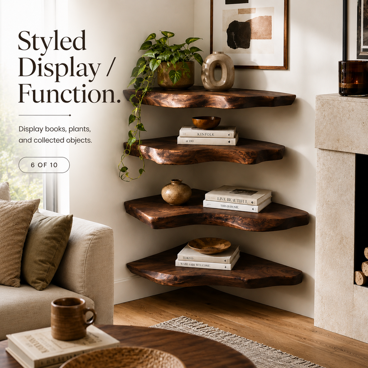 Brielle Sculpted Wood Shelf - Design 014 - product image 08