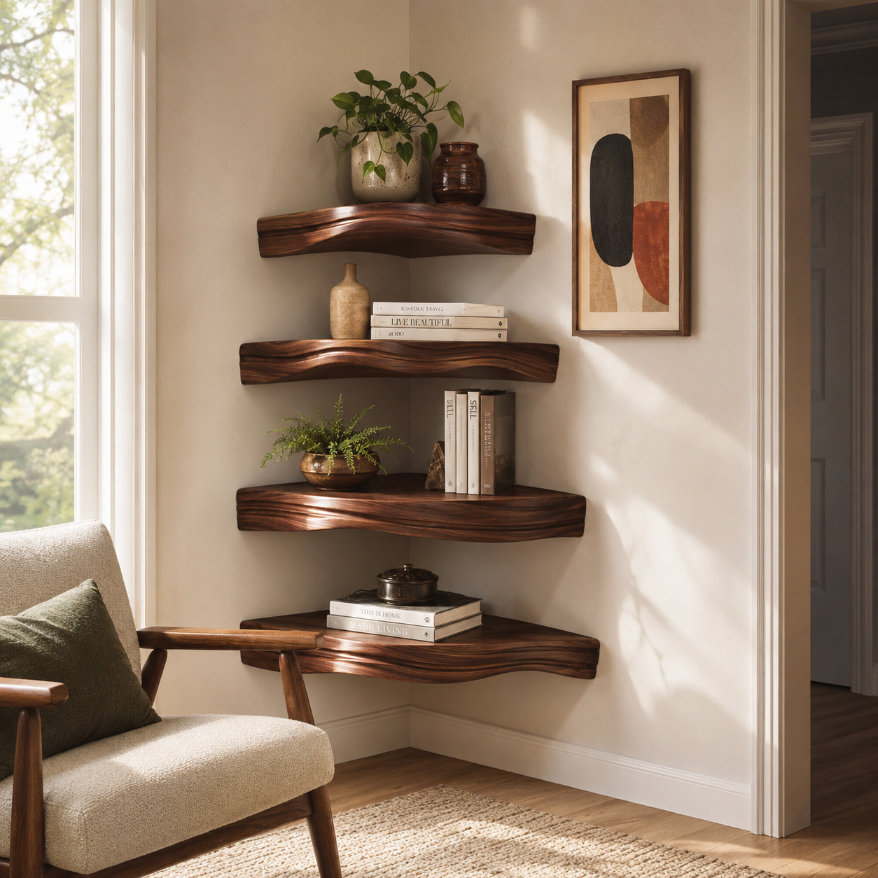 Alden Warm Walnut Wall Shelf - Design 017 - main view