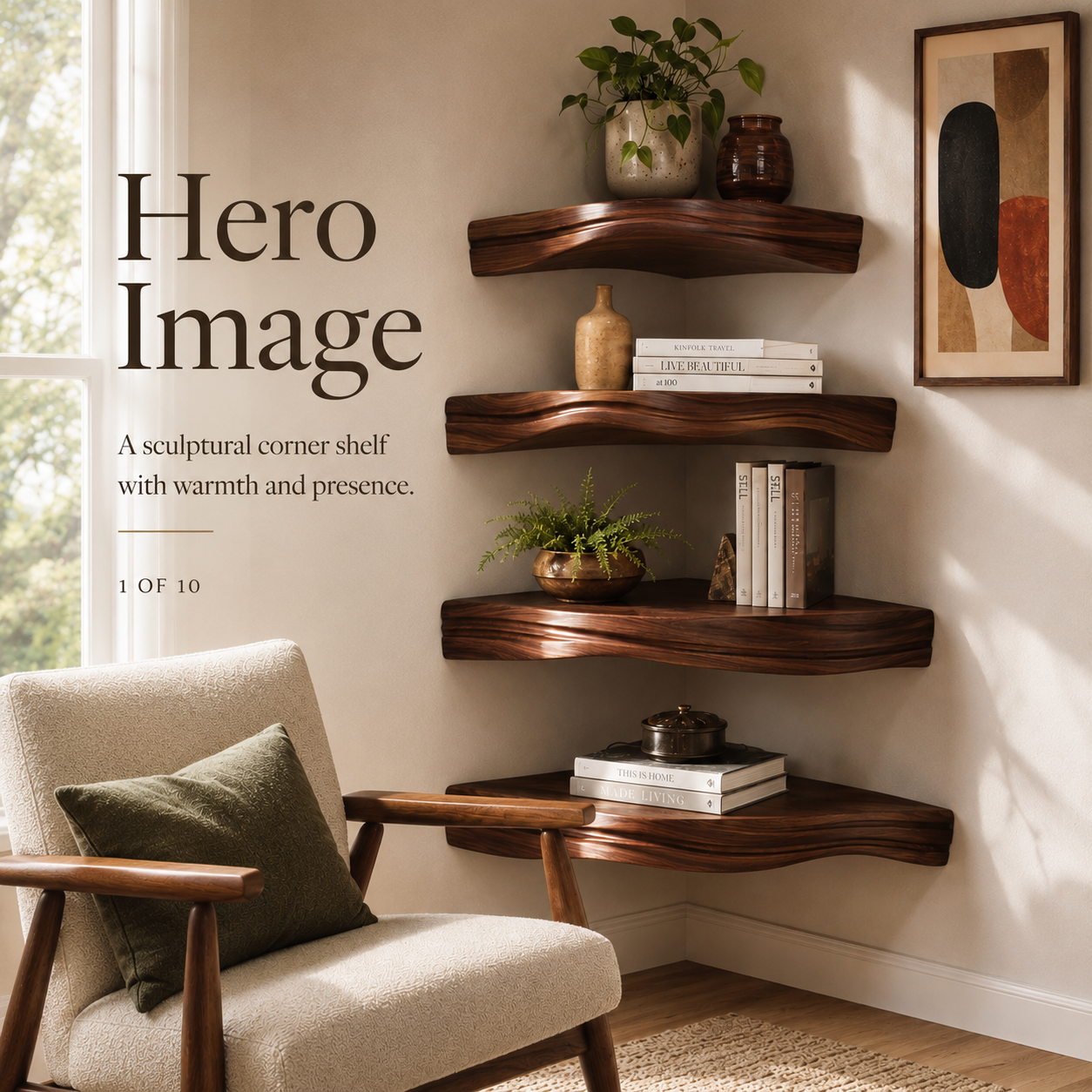 Alden Warm Walnut Wall Shelf - Design 017 - product image 02