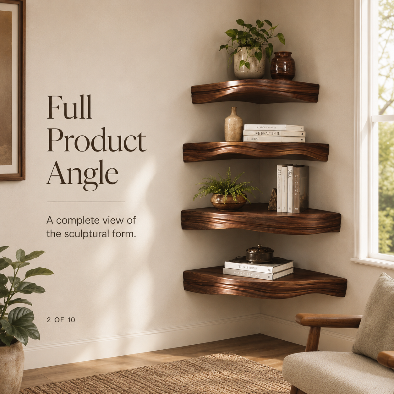 Alden Warm Walnut Wall Shelf - Design 017 - product image 03