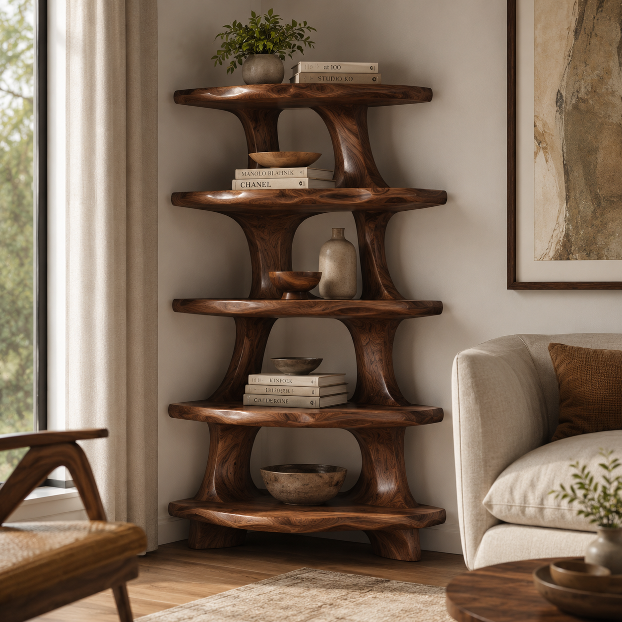 Aurelle Sculptural Floating Shelf - Design 021 - main view