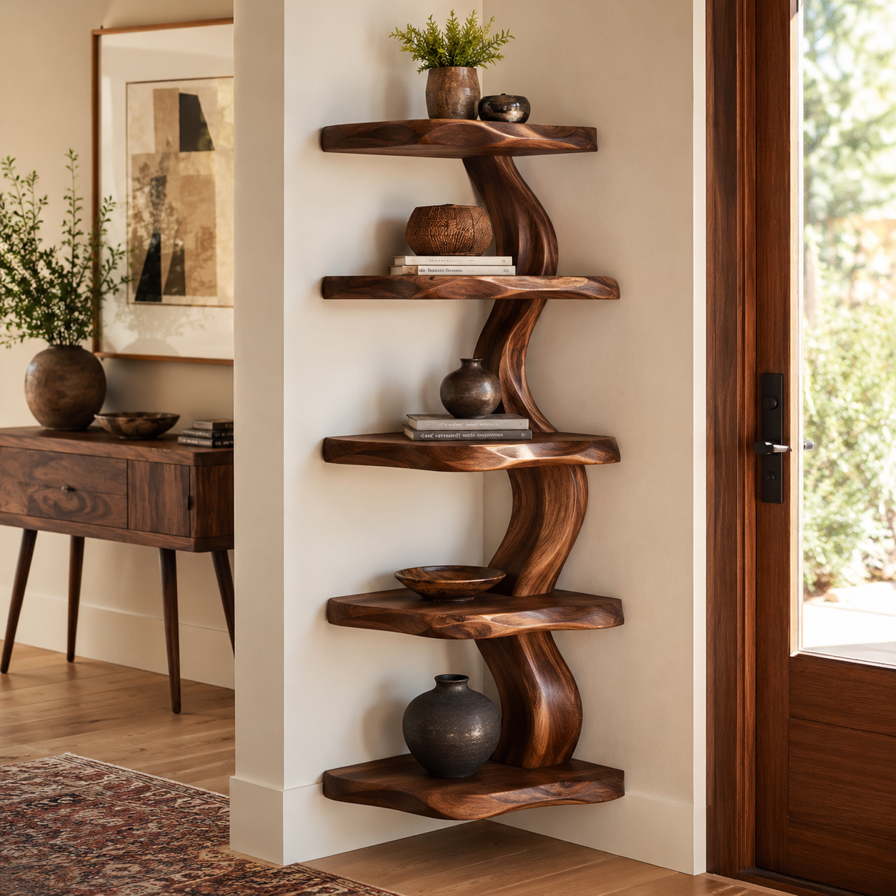 Rowan Organic Wood Wall Shelf - Design 022 - main view