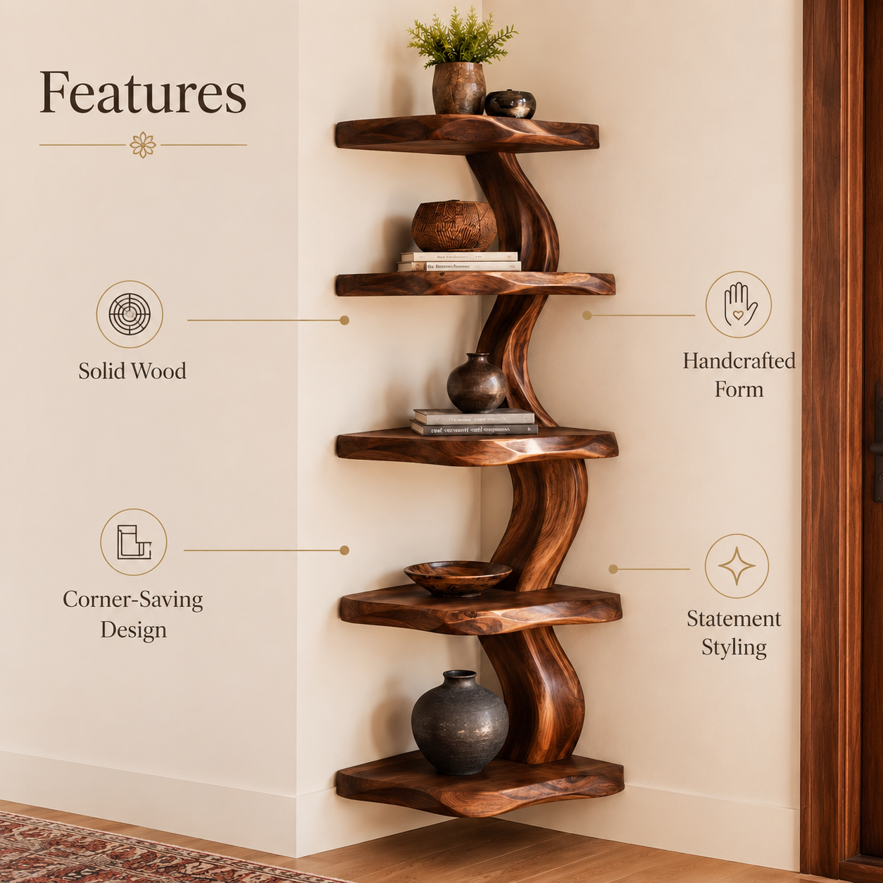 Rowan Organic Wood Wall Shelf - Design 022 - product image 10
