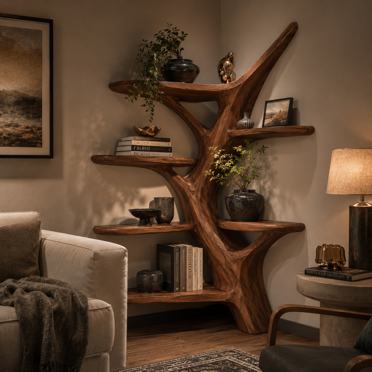 Calder Warm Wood Floating Shelf - Design 028 - main view