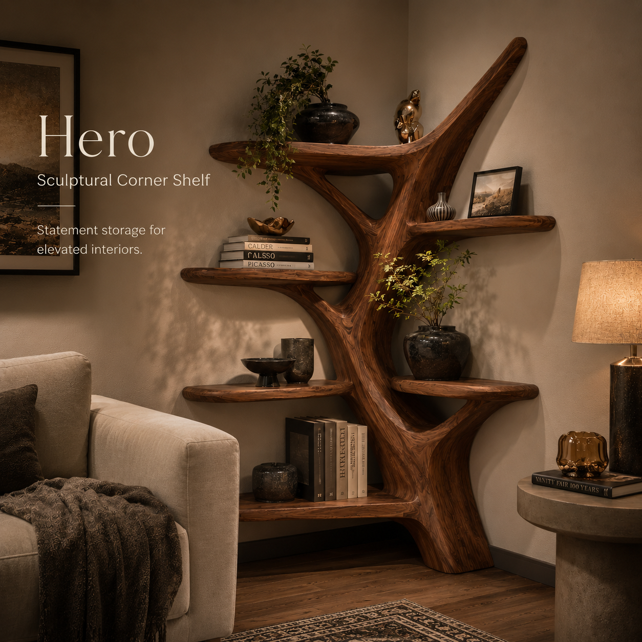 Calder Warm Wood Floating Shelf - Design 028 - product image 02