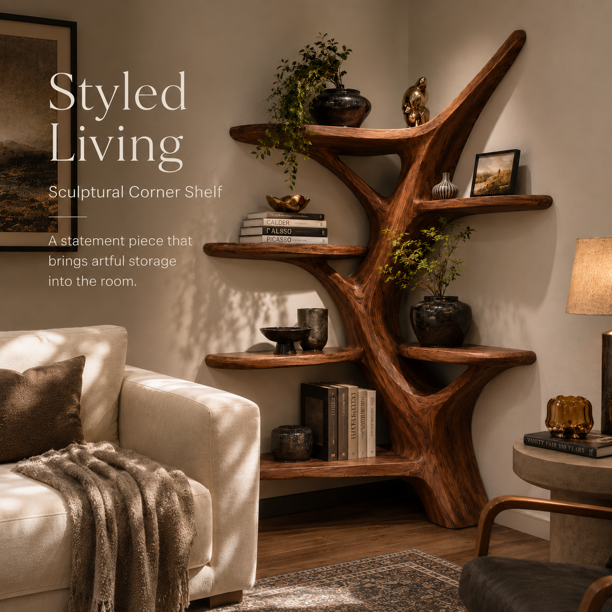 Calder Warm Wood Floating Shelf - Design 028 - product image 04