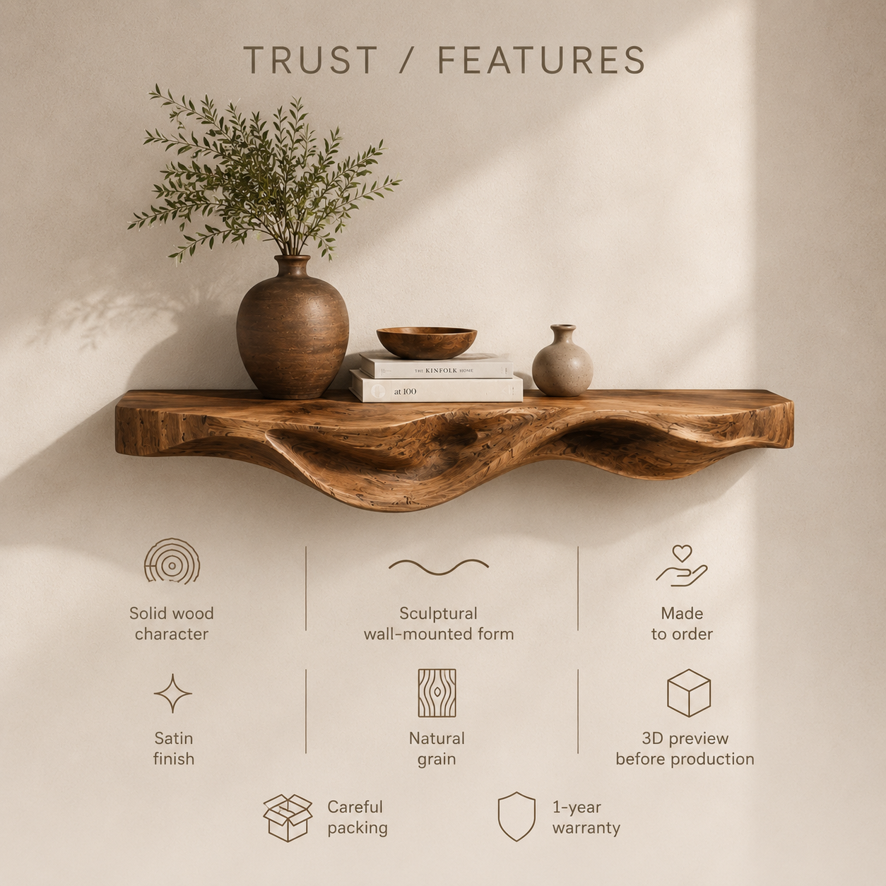 Vale Modern Solid Wood Shelf - Design 035 - product image 08