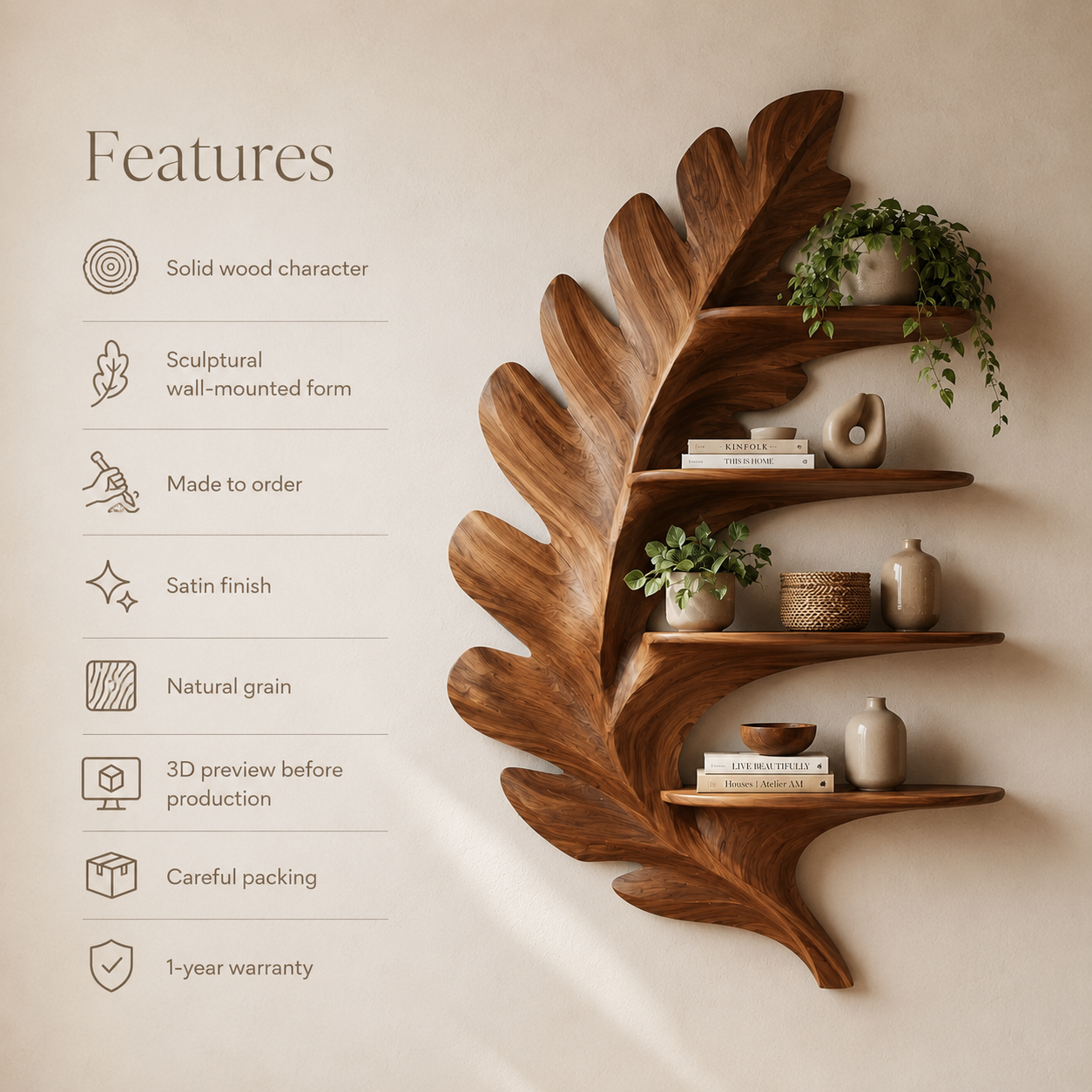 Alden Warm Walnut Wall Shelf - Design 037 - product image 09