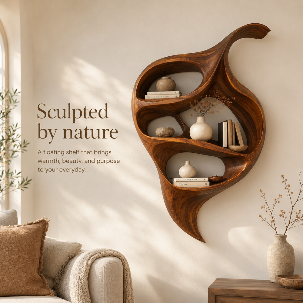 Rowan Organic Wood Wall Shelf - Design 042 - product image 02