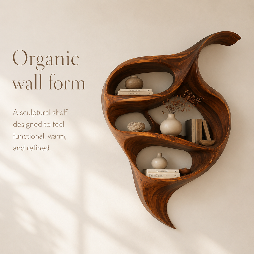 Rowan Organic Wood Wall Shelf - Design 042 - product image 03