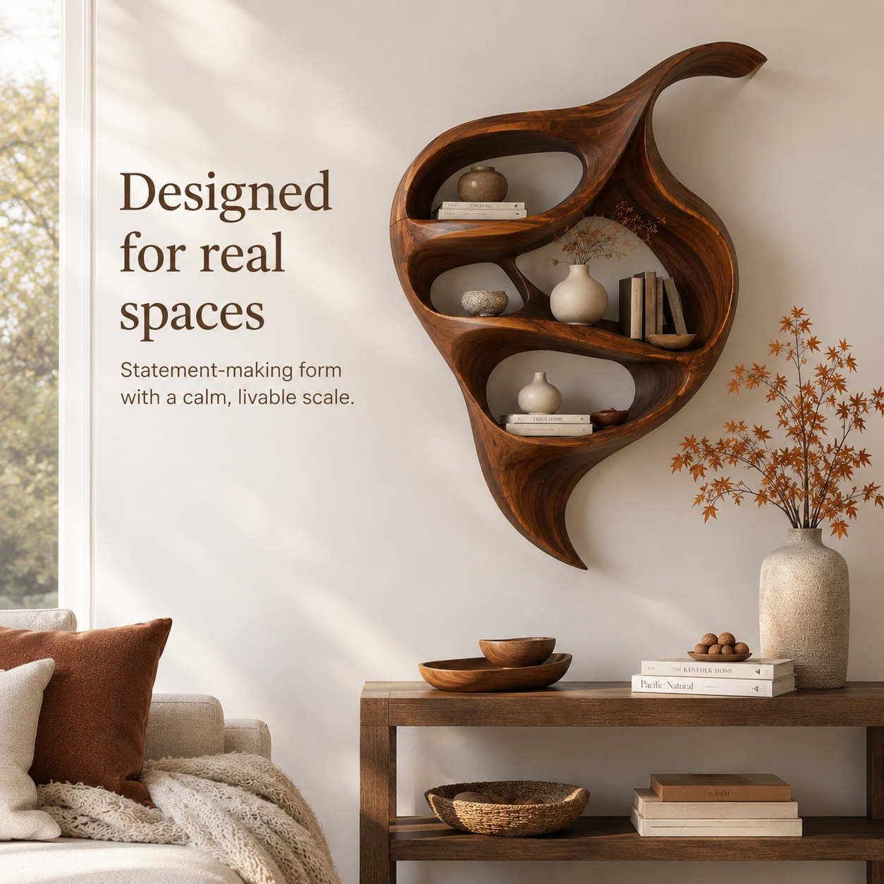 Rowan Organic Wood Wall Shelf - Design 042 - product image 04