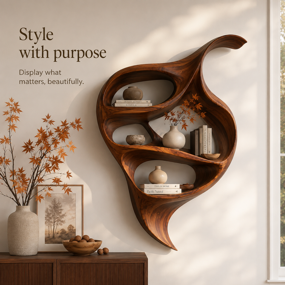 Rowan Organic Wood Wall Shelf - Design 042 - product image 07