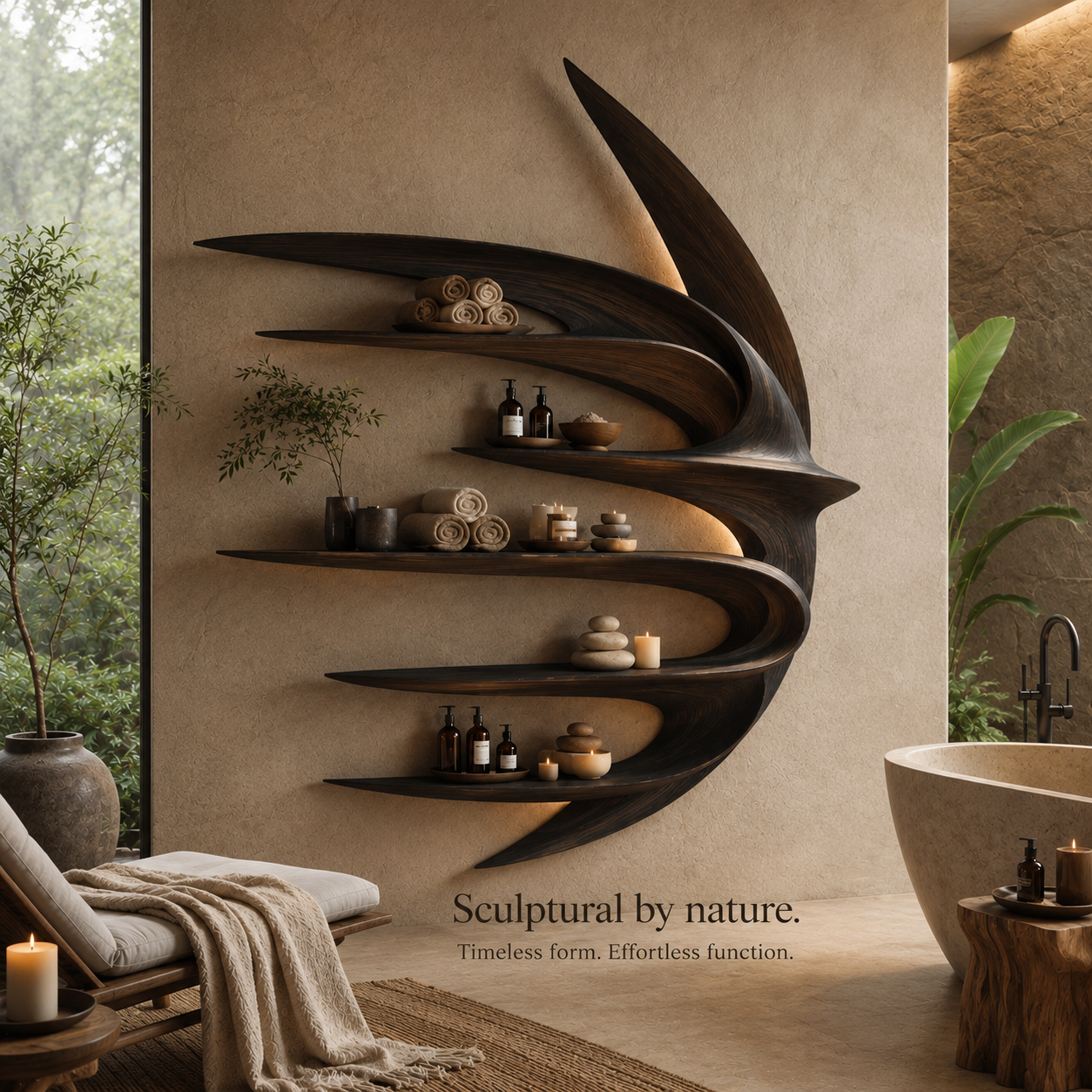 Calder Warm Wood Floating Shelf - Design 048 - product image 02