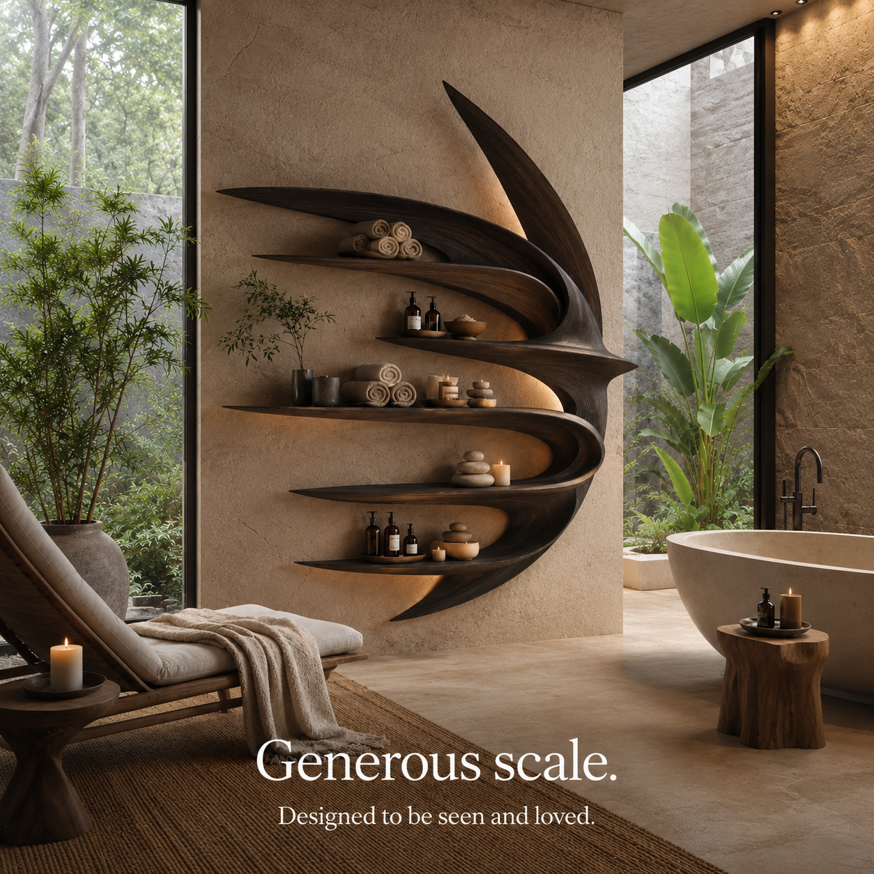 Calder Warm Wood Floating Shelf - Design 048 - product image 04
