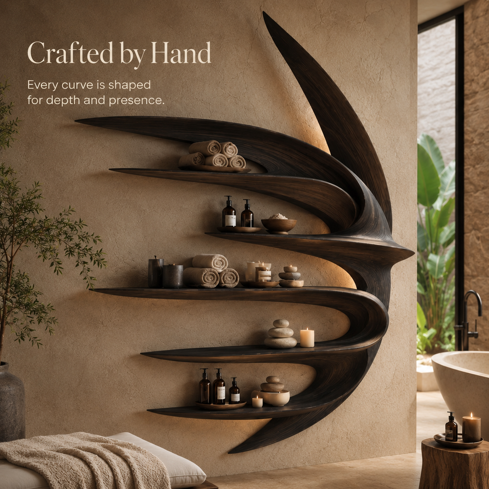 Calder Warm Wood Floating Shelf - Design 048 - product image 06