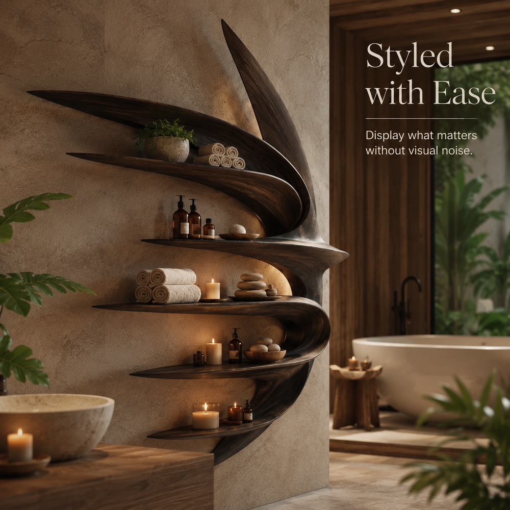 Calder Warm Wood Floating Shelf - Design 048 - product image 07