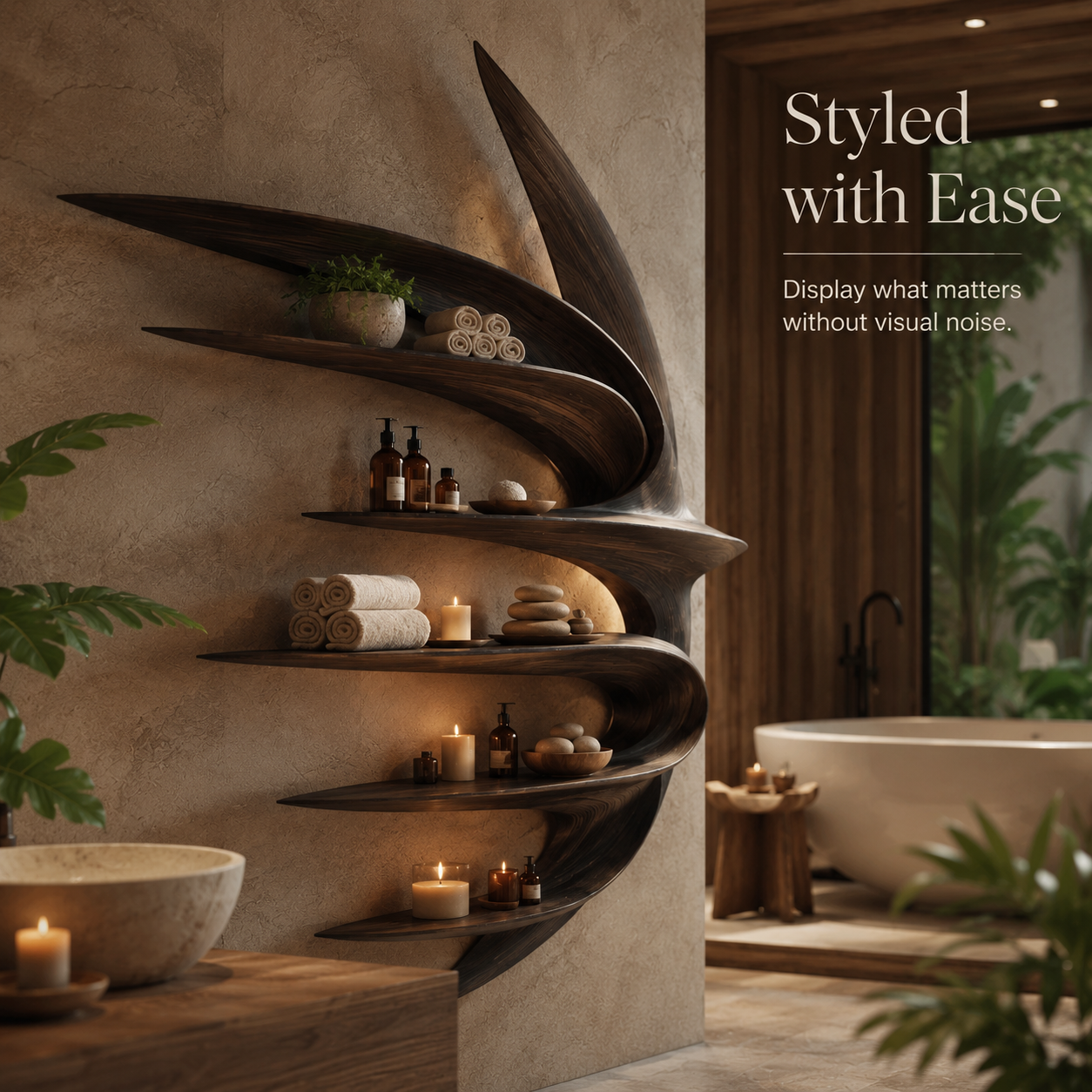Calder Warm Wood Floating Shelf - Design 048 - product image 07