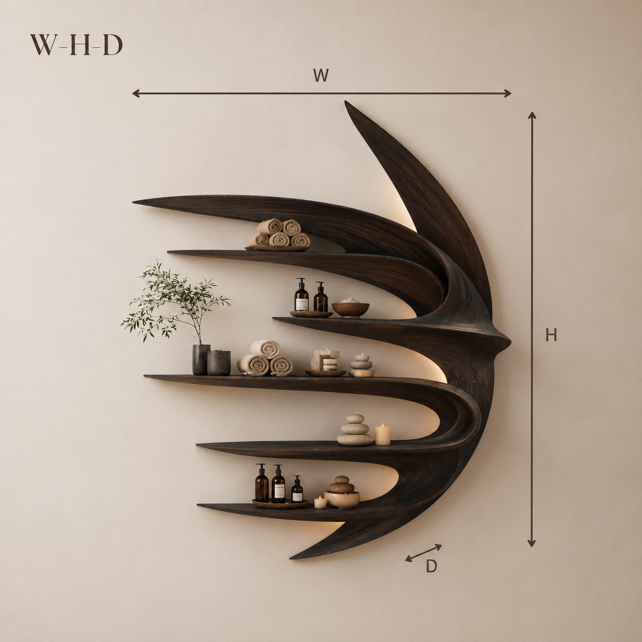 Calder Warm Wood Floating Shelf - Design 048 - product image 08