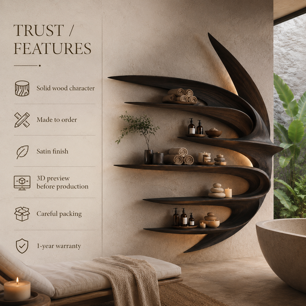 Calder Warm Wood Floating Shelf - Design 048 - product image 09