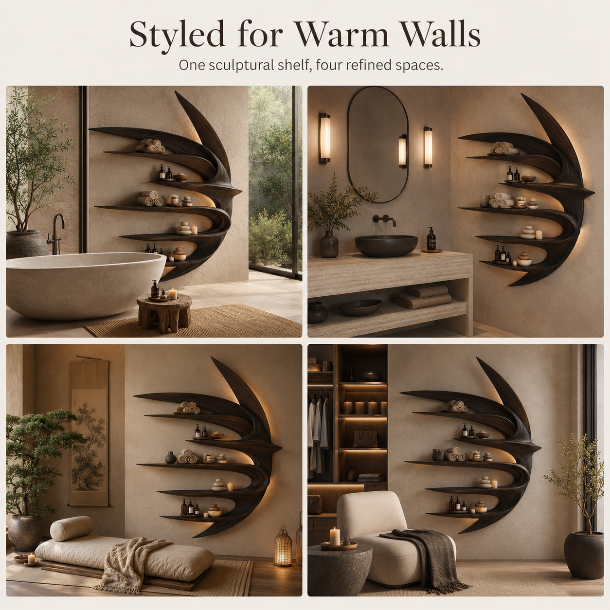 Calder Warm Wood Floating Shelf - Design 048 - product image 10