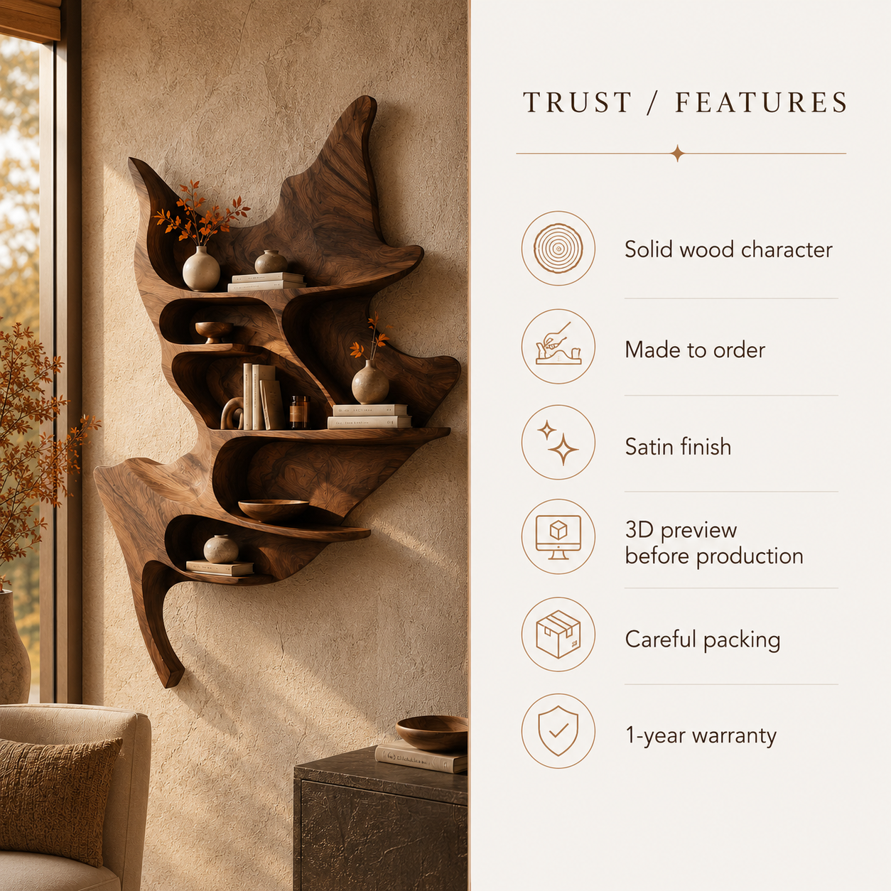 Darian Organic Wall Shelf - Design 050 - product image 09