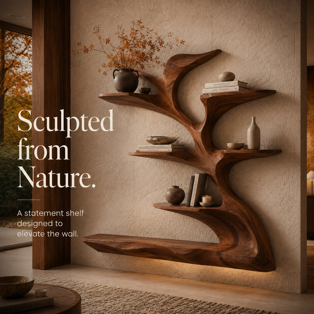 Orin Flowing Wood Floating Shelf - Design 051 - product image 02