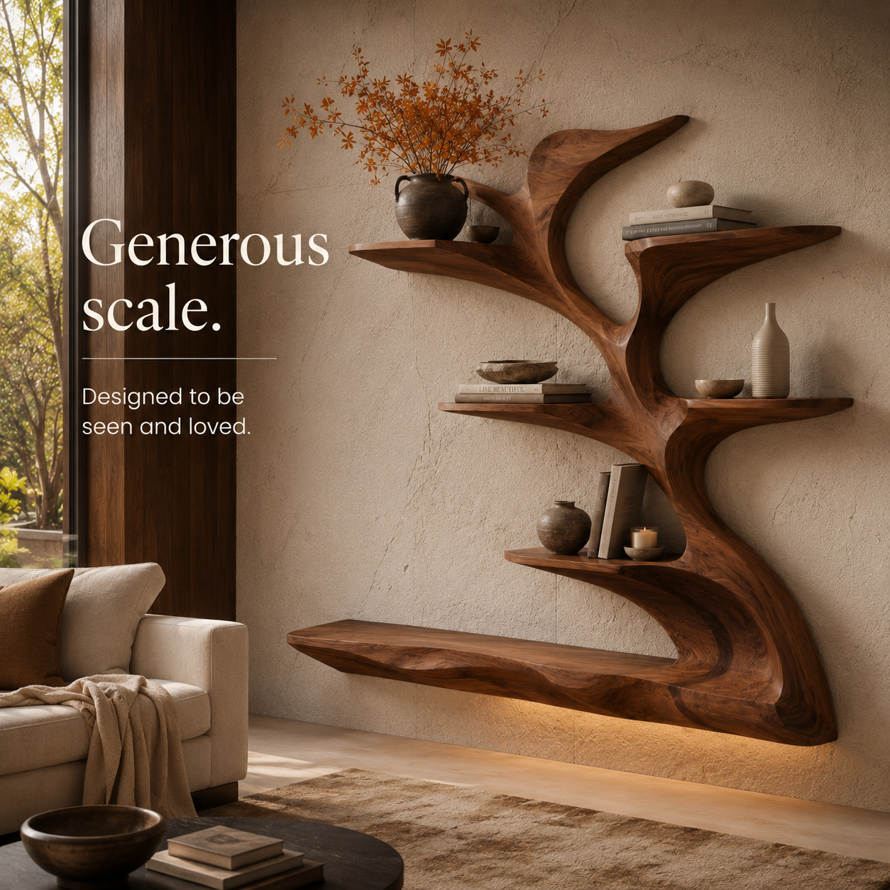 Orin Flowing Wood Floating Shelf - Design 051 - product image 04