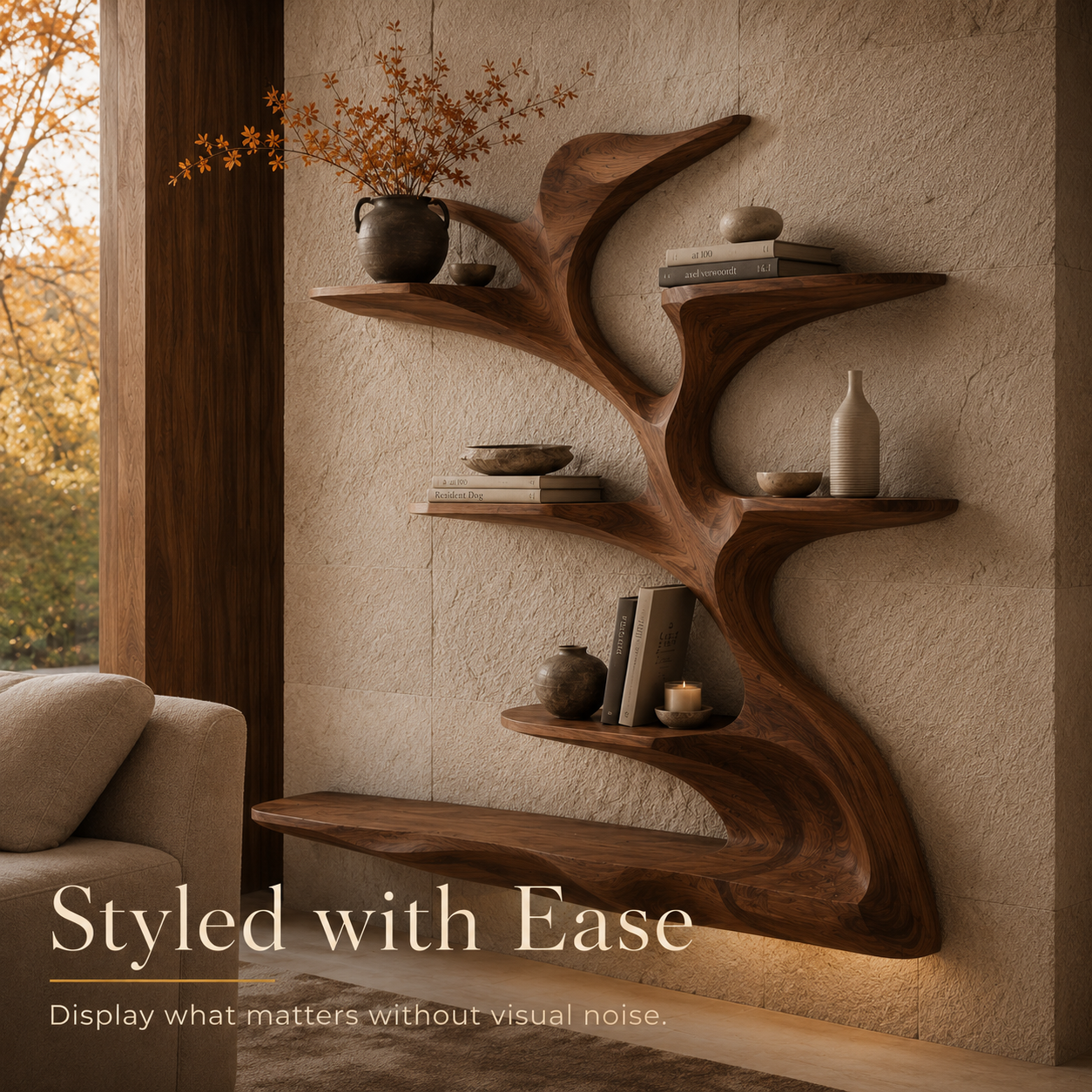 Orin Flowing Wood Floating Shelf - Design 051 - product image 07
