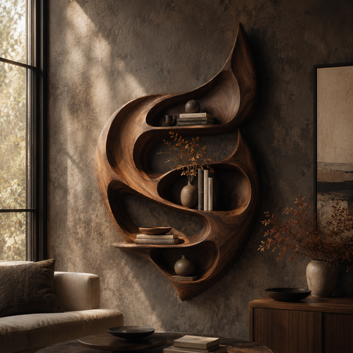Brielle Sculpted Wood Shelf - Design 054 - main view