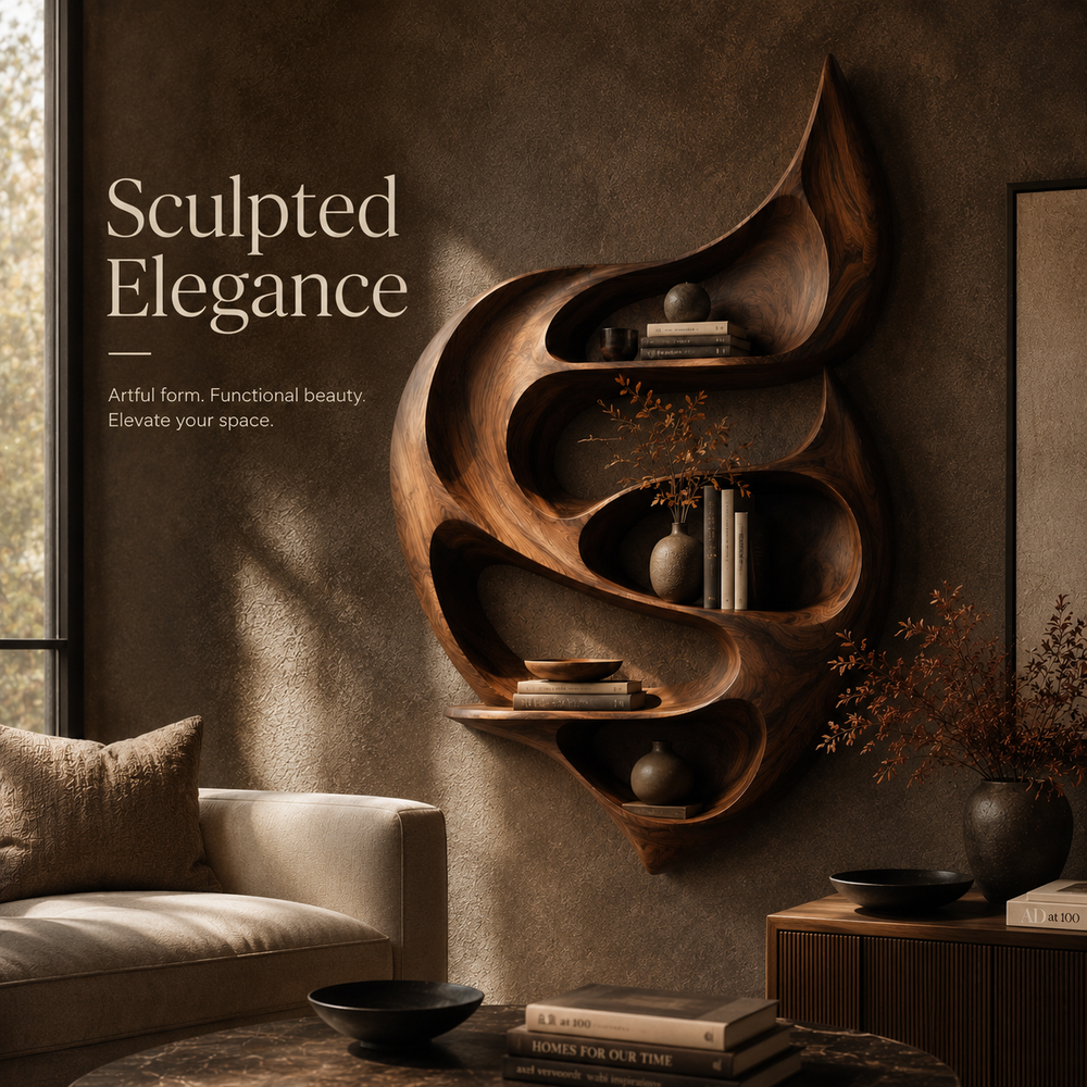 Brielle Sculpted Wood Shelf - Design 054 - product image 02